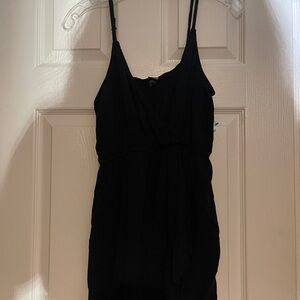 Black Sleeveless Wrap romper shorts